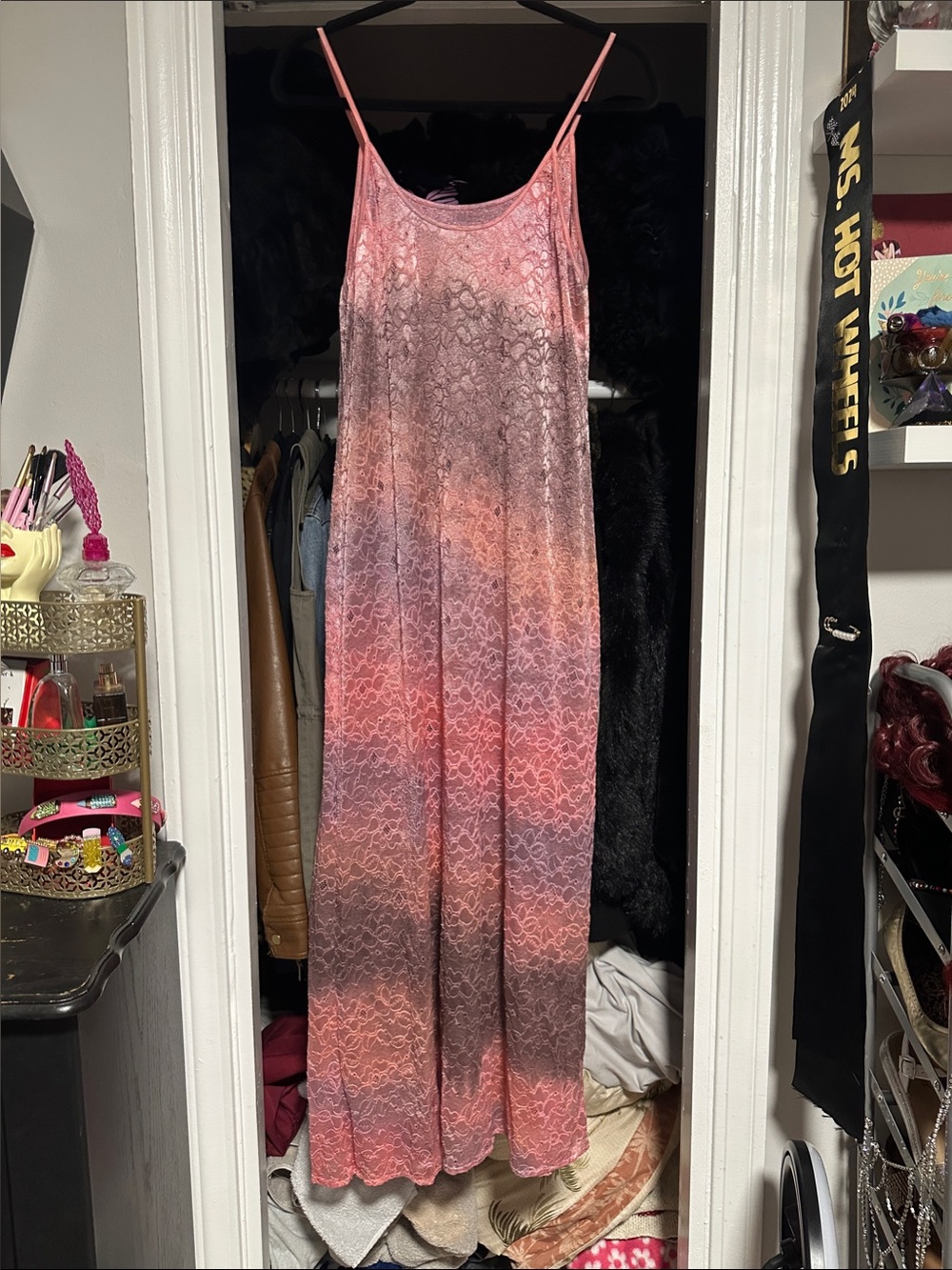 Vintage Pink Ombre Lace Slip Chemise